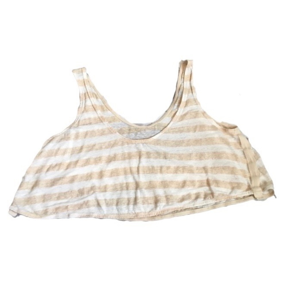 [Wilfred] Cream/White Striped Crop Tank